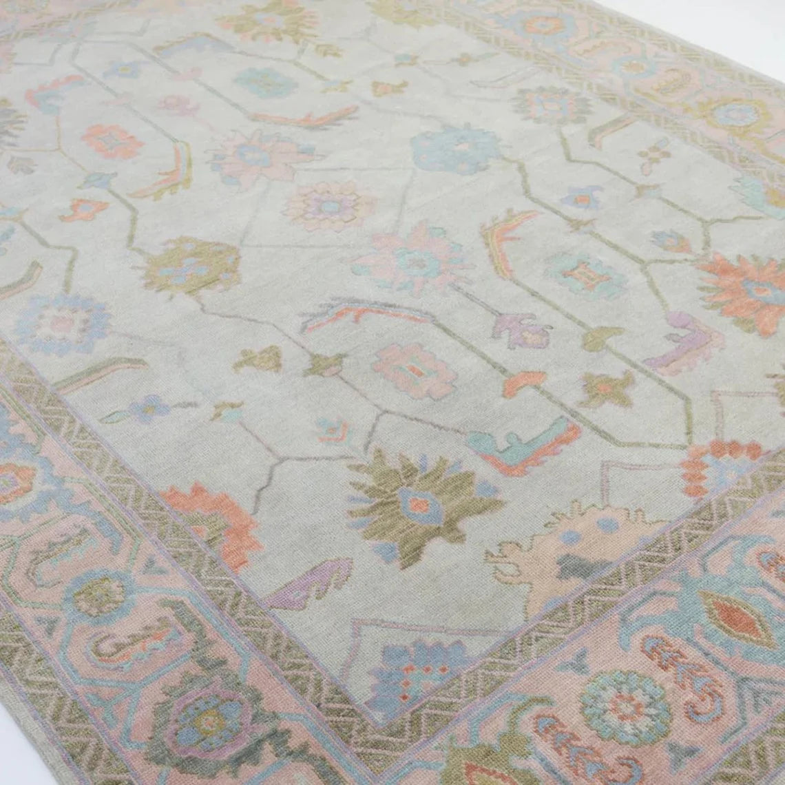 Large Gray Oushak Rug, 8x10 Area Low Pile Rug, Handwoven Turkish Vintage Carpet, Neutral Bohemian Decor Living Room,Dining Room,Office,Bedroom Rug