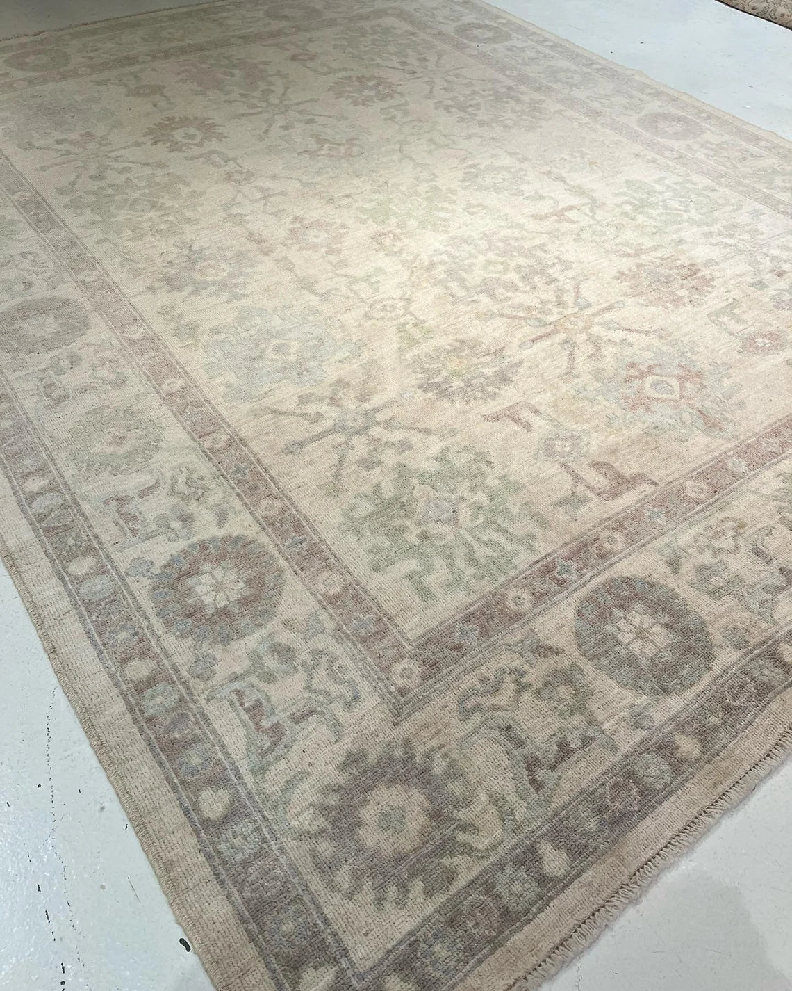 Low Pile 12x15 Oversize Muted Oushak Rug Natural Color Hand Knotted Rug Contempory Hand Woolen Rug vintage Oushak Rug Hallway Rug Bedroom Rugs