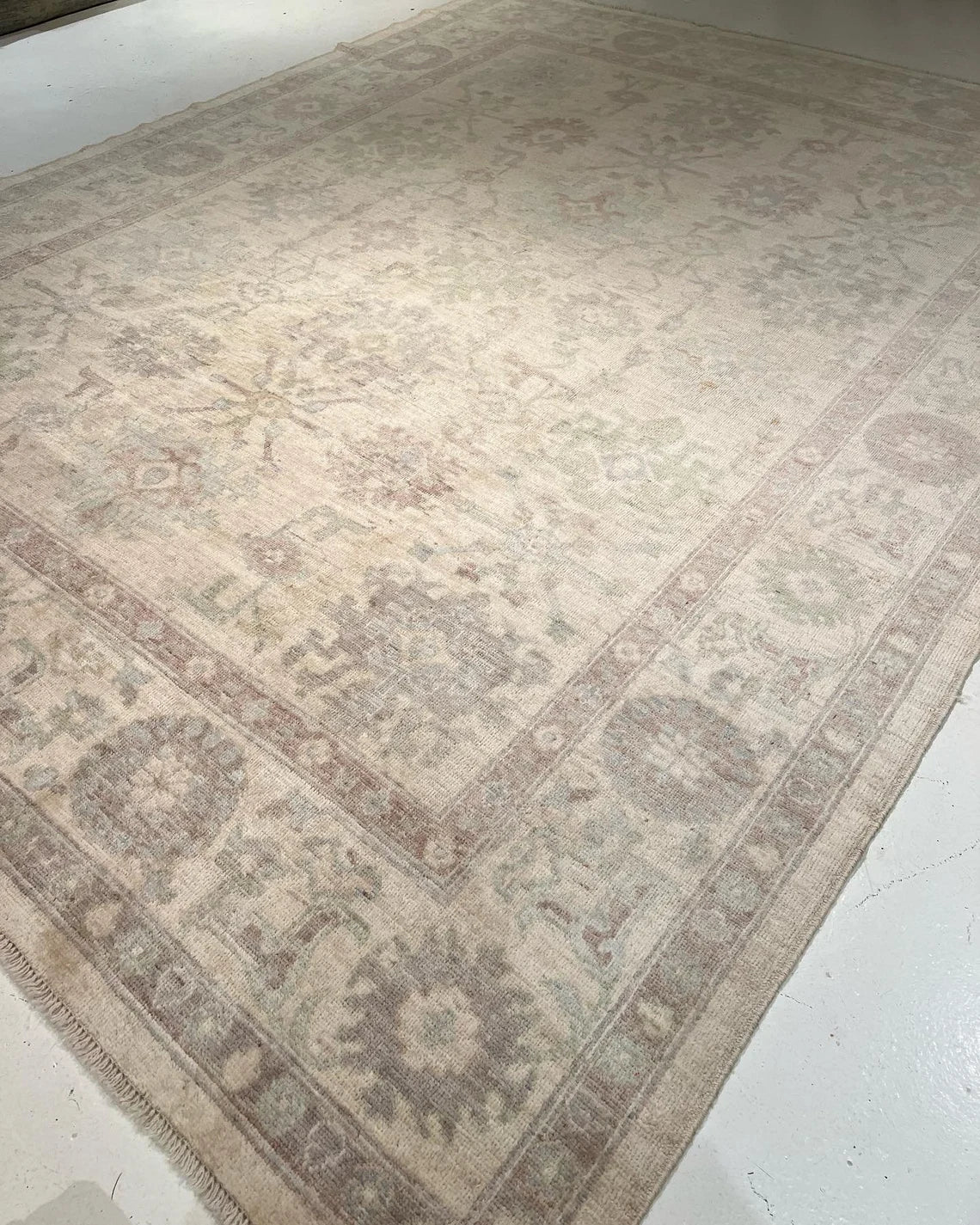 Low Pile 12x15 Oversize Muted Oushak Rug Natural Color Hand Knotted Rug Contempory Hand Woolen Rug vintage Oushak Rug Hallway Rug Bedroom Rugs