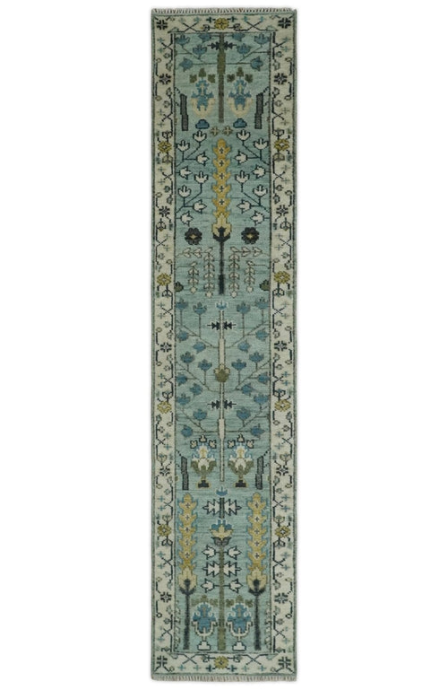 Antique Hand Knotted Green Moss And Ivory Traditional Turkish Vintage Oushak Custom Made Wool Area Low Pile Rug 6X9 7X10 8X10 9X12 Large Area Rug