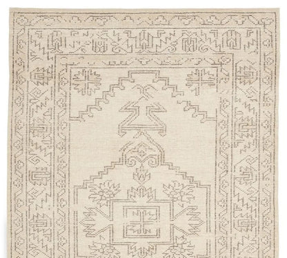 Cream Modern 8x10 Area Low Pile Rug Oushak Rug, Abstrct Rugs Muted Turkish Rug, Hand knotted Rug For Nursery & Bedroom: Endless Summer Wool Rug