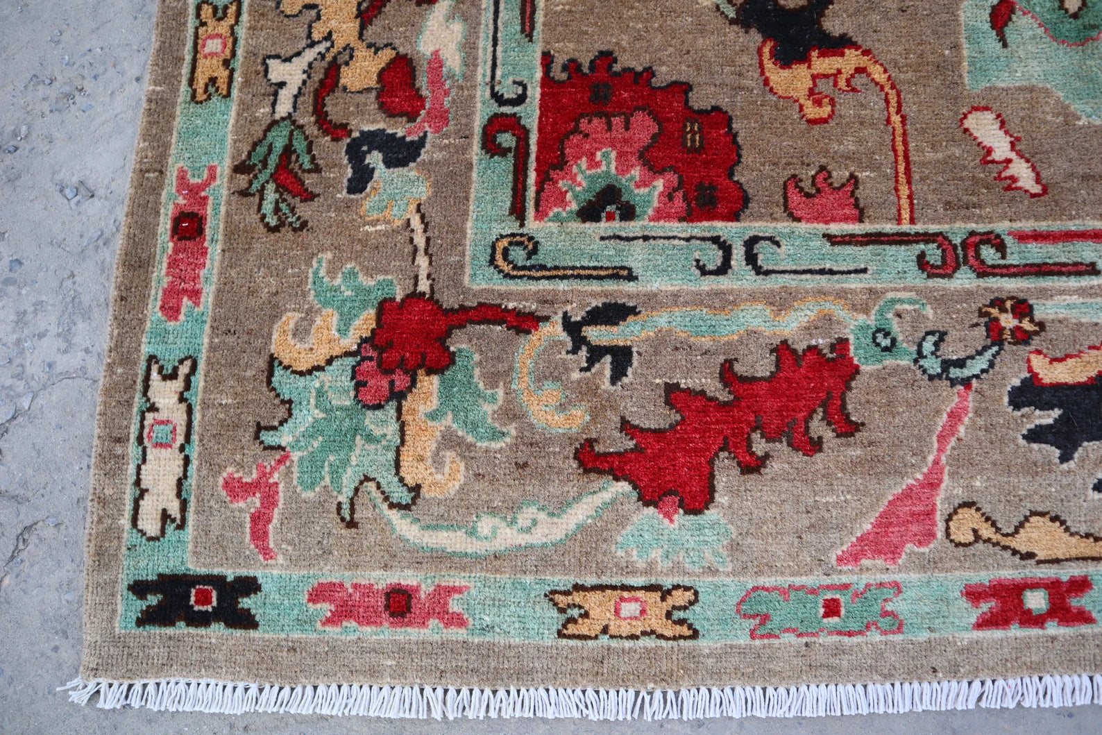 Natural Oushak Rug Turkish NewZealand Wool Rug / Rug for Bedroom Hand Knotted Carpet