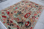Natural Oushak Rug Turkish NewZealand Wool Rug / Rug for Bedroom Hand Knotted Carpet