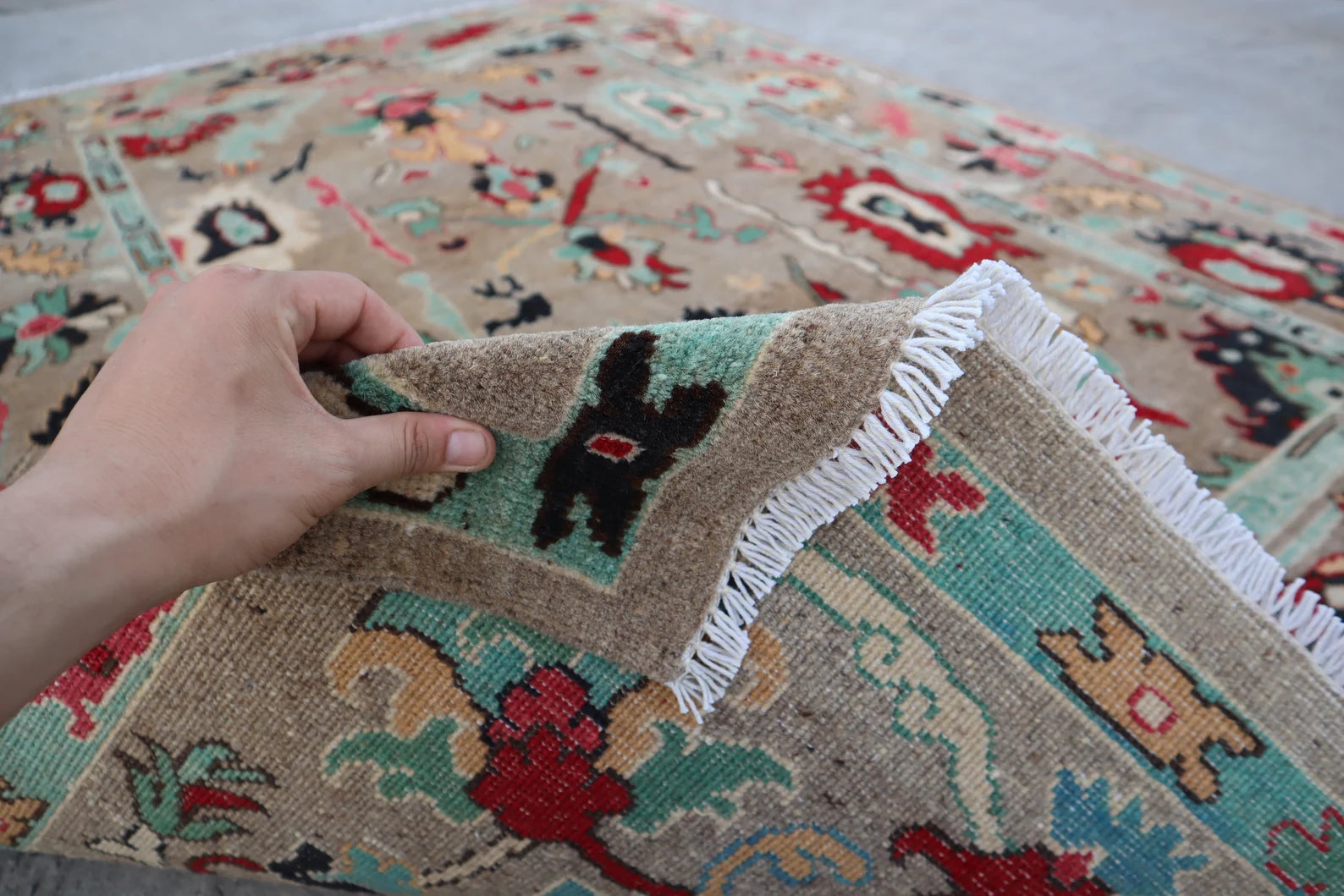 Natural Oushak Rug Turkish NewZealand Wool Rug / Rug for Bedroom Hand Knotted Carpet