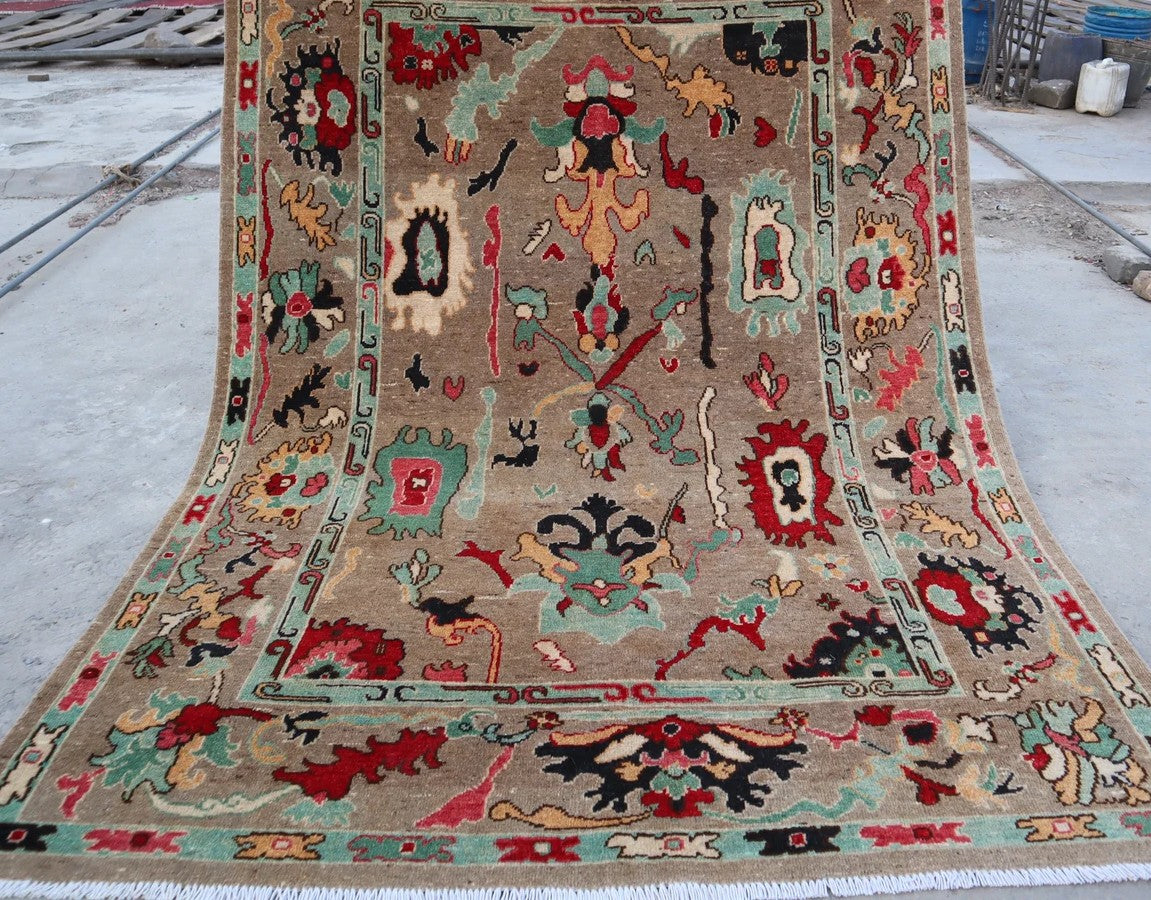 Natural Oushak Rug Turkish NewZealand Wool Rug / Rug for Bedroom Hand Knotted Carpet