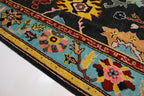 Black & Blue Oushak Rug 7x10 Turkish Oushak Rug/ Hand-Knotted Wool Rug/ Multicolor Contemporary Rug/ Natural dyes Living Room Rug Bedroom rug Hand Knotted Carpet