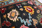 Black & Blue Oushak Rug 7x10 Turkish Oushak Rug/ Hand-Knotted Wool Rug/ Multicolor Contemporary Rug/ Natural dyes Living Room Rug Bedroom rug Hand Knotted Carpet