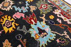 Black & Blue Oushak Rug 7x10 Turkish Oushak Rug/ Hand-Knotted Wool Rug/ Multicolor Contemporary Rug/ Natural dyes Living Room Rug Bedroom rug Hand Knotted Carpet