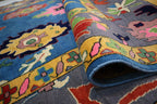 Blue & Gray Oushak Rug 7x10 Turkish Oushak Rug/ Hand-Knotted Wool Rug/ Multicolor Contemporary Rug/ Natural dyes Living Room Rug Bedroom rug Hand Knotted Carpet