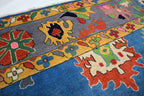 Blue & Gray Oushak Rug 7x10 Turkish Oushak Rug/ Hand-Knotted Wool Rug/ Multicolor Contemporary Rug/ Natural dyes Living Room Rug Bedroom rug Hand Knotted Carpet