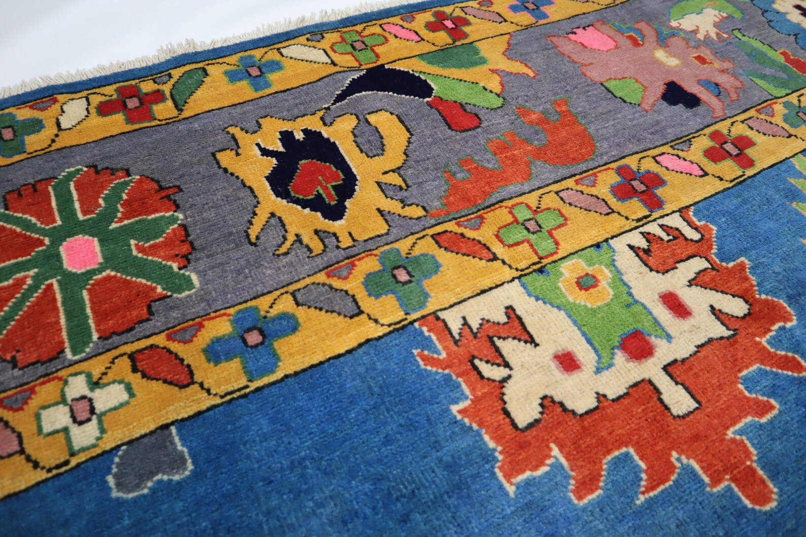 Blue & Gray Oushak Rug 7x10 Turkish Oushak Rug/ Hand-Knotted Wool Rug/ Multicolor Contemporary Rug/ Natural dyes Living Room Rug Bedroom rug Hand Knotted Carpet