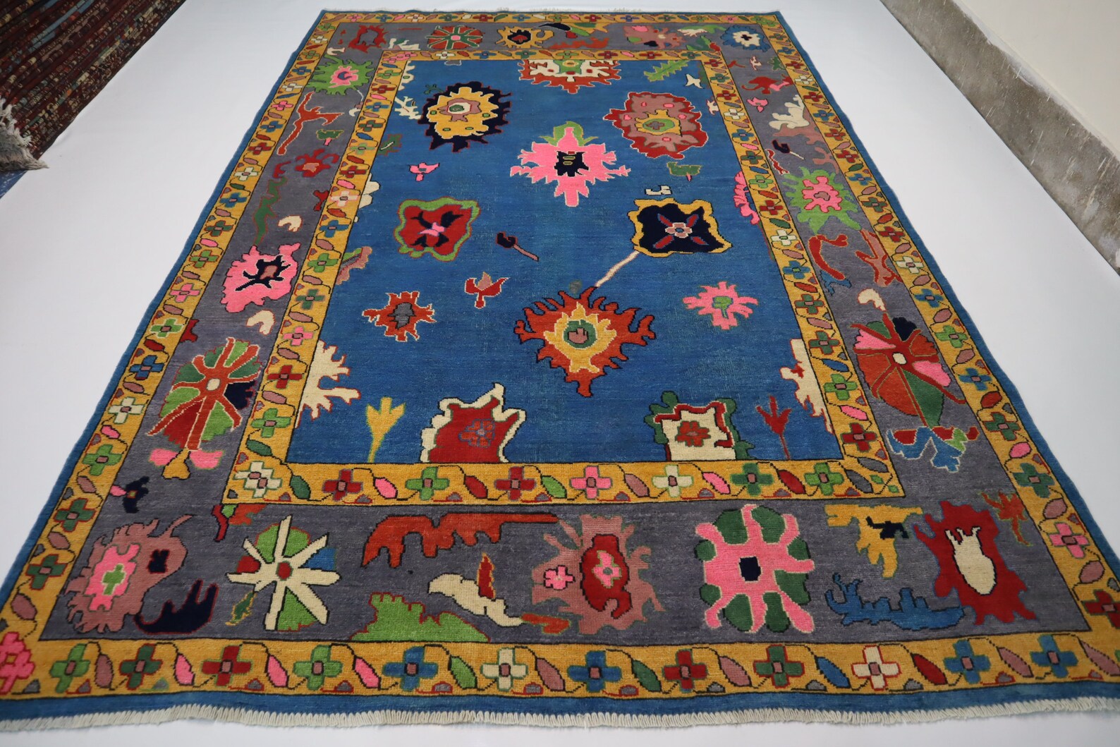 Blue & Gray Oushak Rug 7x10 Turkish Oushak Rug/ Hand-Knotted Wool Rug/ Multicolor Contemporary Rug/ Natural dyes Living Room Rug Bedroom rug Hand Knotted Carpet