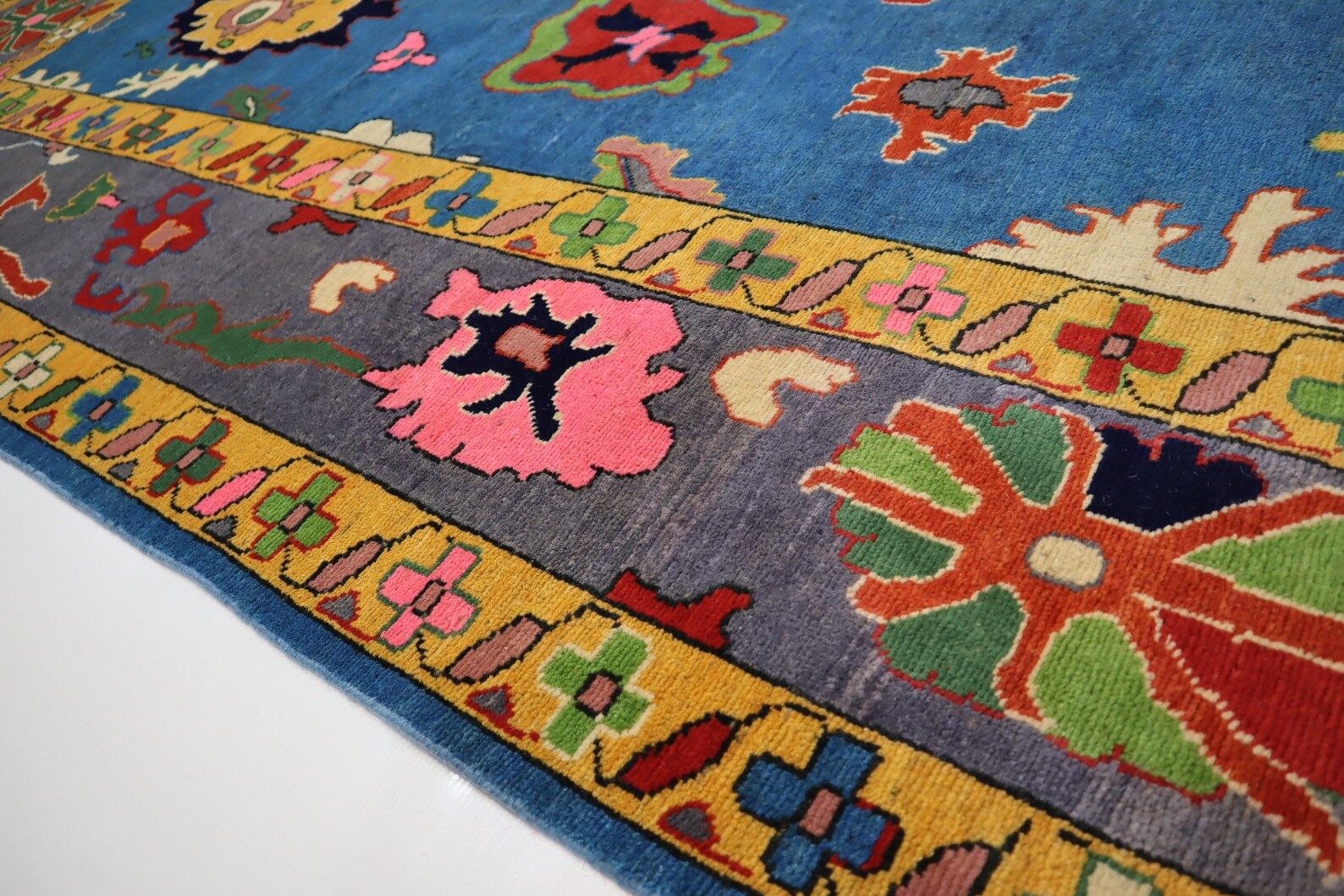 Blue & Gray Oushak Rug 7x10 Turkish Oushak Rug/ Hand-Knotted Wool Rug/ Multicolor Contemporary Rug/ Natural dyes Living Room Rug Bedroom rug Hand Knotted Carpet