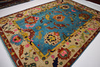 Blue Oushak Rug 7x10 Turkish Oushak Rug/ Hand-Knotted Wool Rug/ Multicolor Contemporary Rug/ Natural dyes Living Room Rug Bedroom rug Hand Knotted Carpet