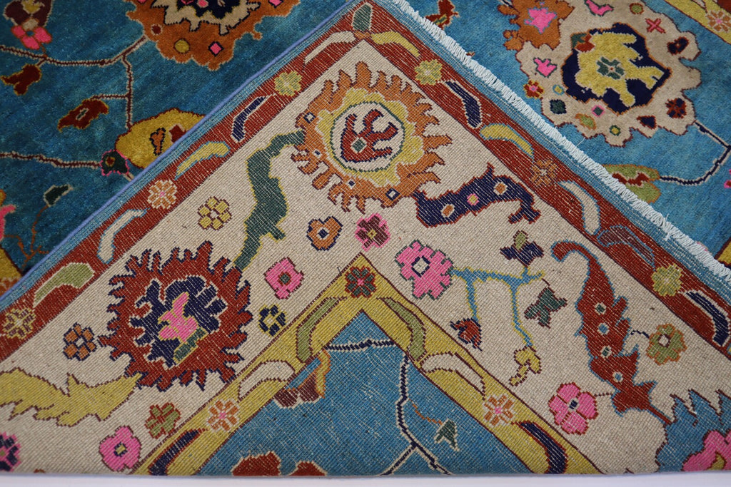 Blue Oushak Rug 7x10 Turkish Oushak Rug/ Hand-Knotted Wool Rug/ Multicolor Contemporary Rug/ Natural dyes Living Room Rug Bedroom rug Hand Knotted Carpet