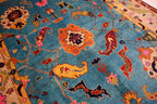 Blue Oushak Rug 7x10 Turkish Oushak Rug/ Hand-Knotted Wool Rug/ Multicolor Contemporary Rug/ Natural dyes Living Room Rug Bedroom rug Hand Knotted Carpet