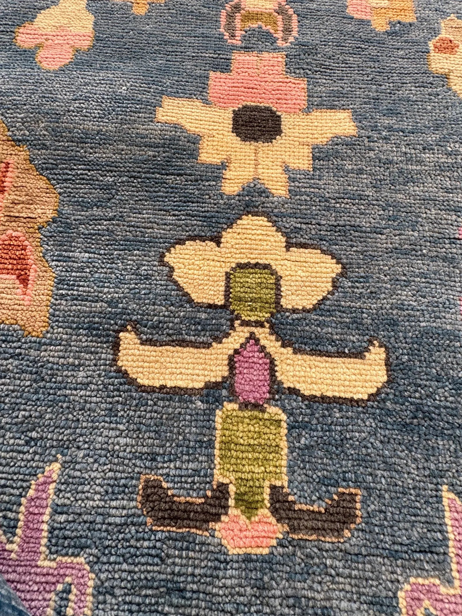 Hand Knotted Oushak Rug – Vintage Turkish Wool Carpet, Traditional Area Rug for Living Room or Bedroom, Boho Farmhouse Home Decor