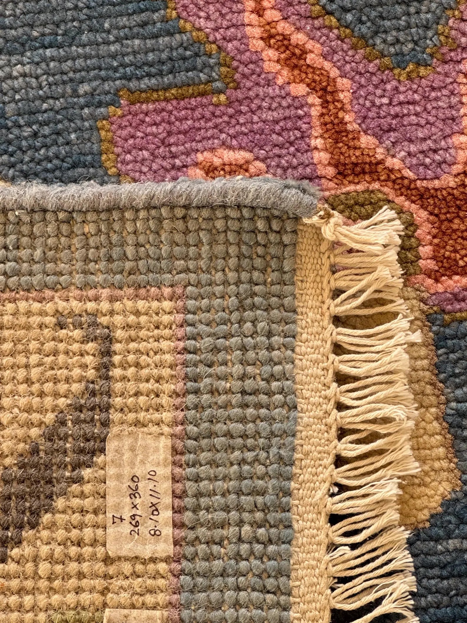 Hand Knotted Oushak Rug – Vintage Turkish Wool Carpet, Traditional Area Rug for Living Room or Bedroom, Boho Farmhouse Home Decor