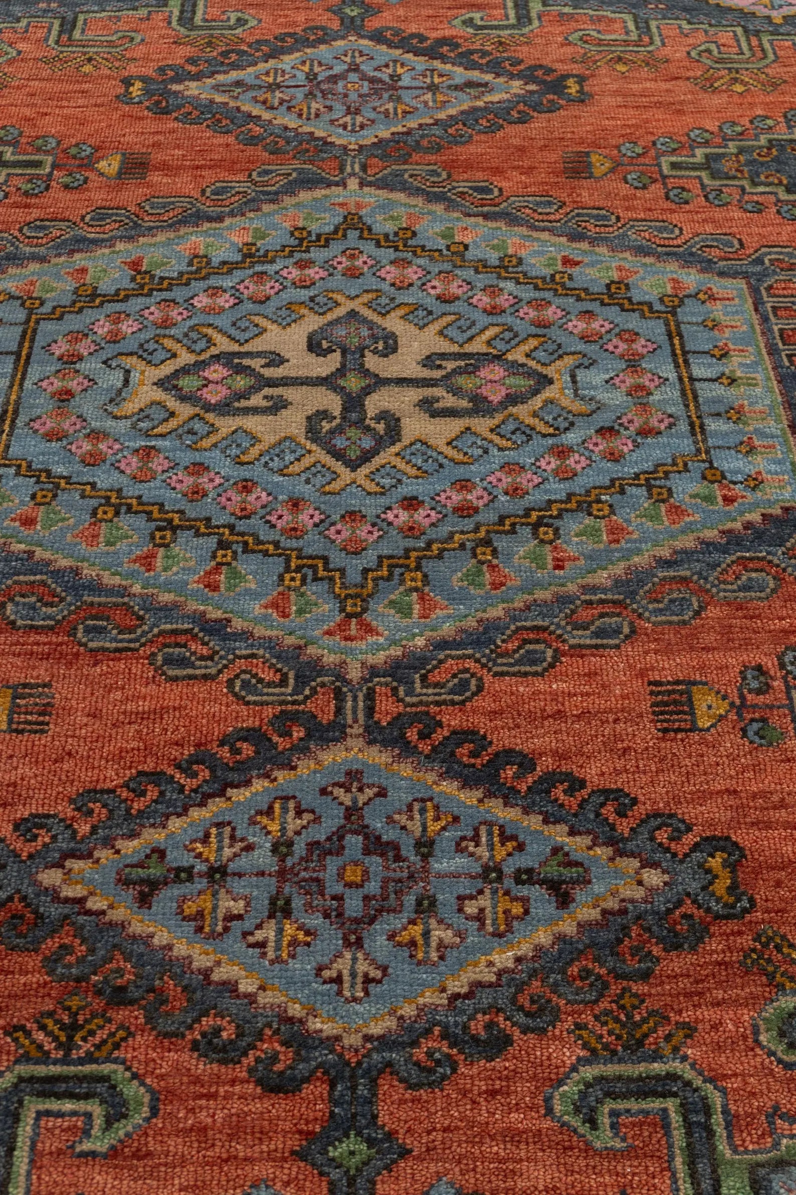 Rust Colored Border Vintage Persian Look Inspired Kismet Modern Oushak Hand Knotted Wool Rug