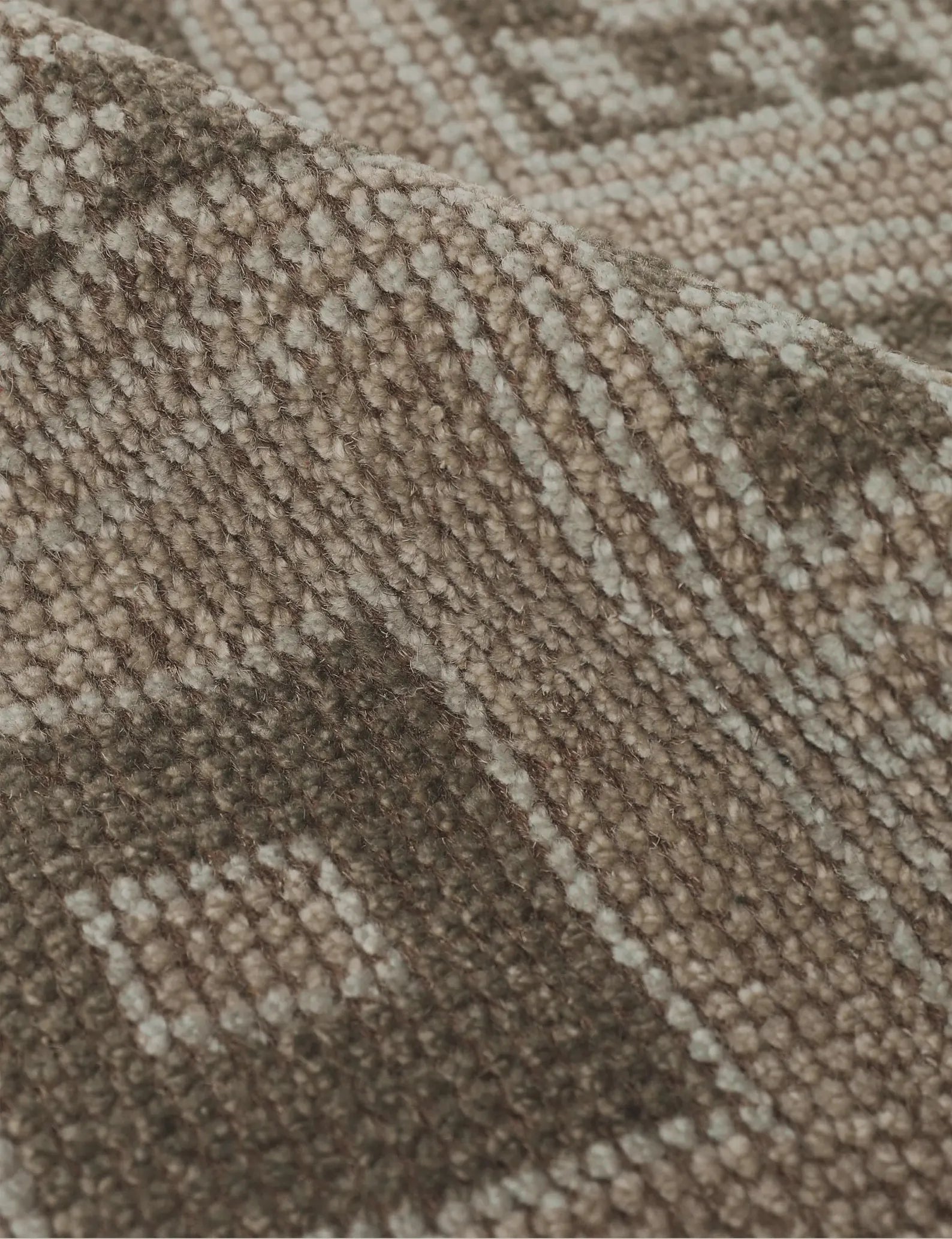 Hand Knotted Wool Rug: Taupe Brown Geometric Area Carpet