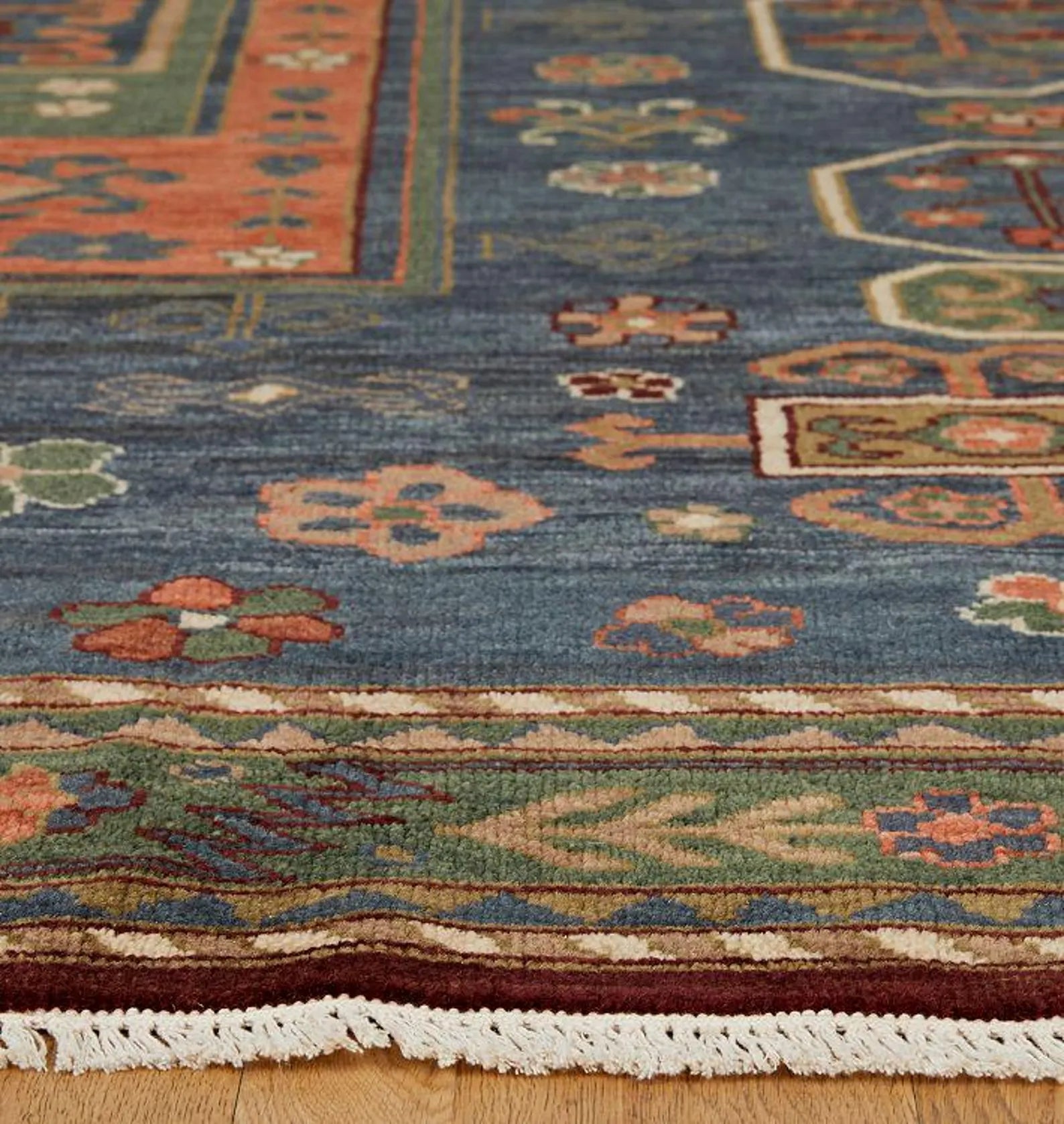 Hand Knotted Blue Traditional Rug | New Zealand Wool Rug | Turkish Oushak Hand Made — 8x10, 9x12, 12x15 | Turkish Contemporary rug