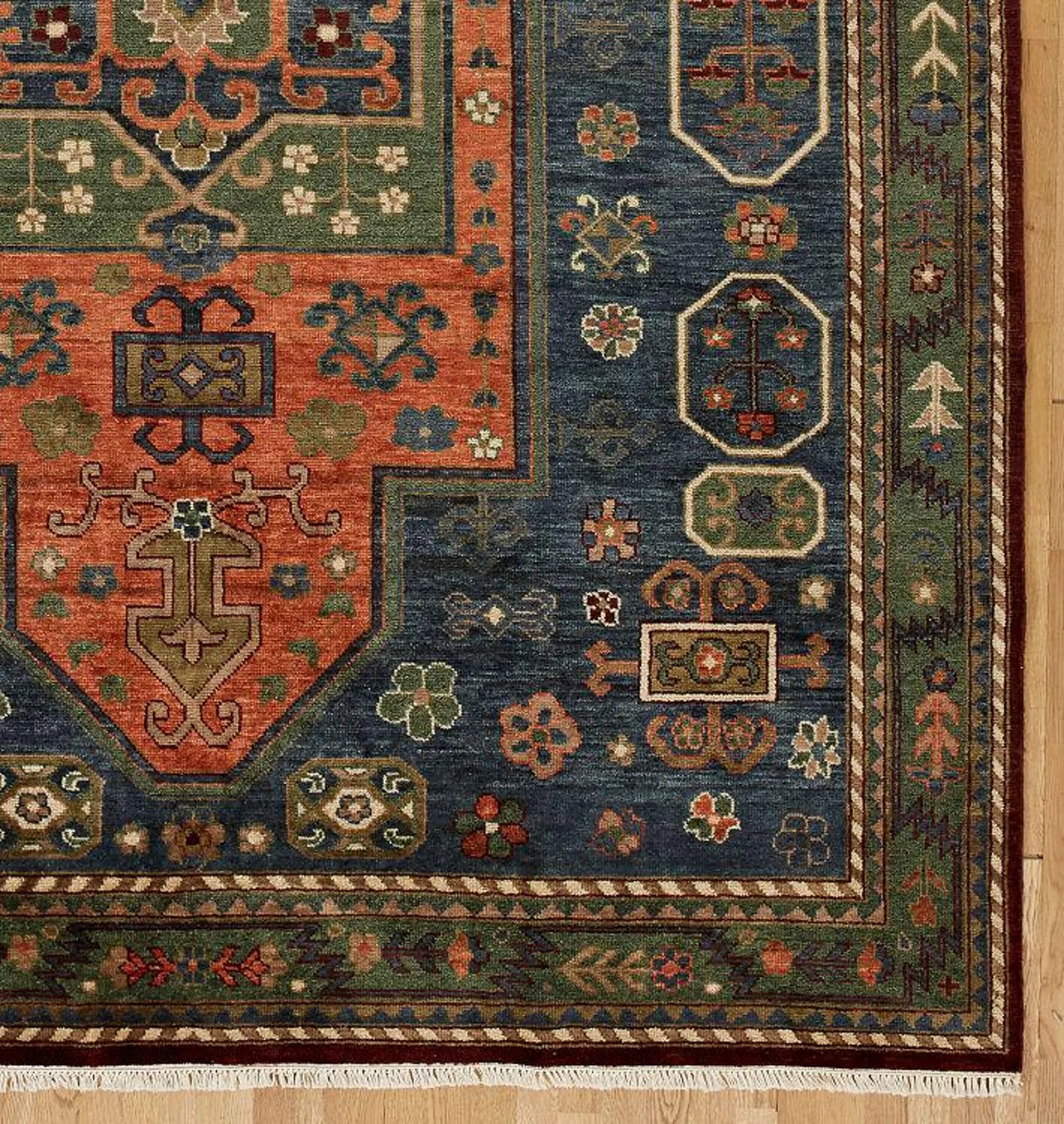 Hand Knotted Blue Traditional Rug | New Zealand Wool Rug | Turkish Oushak Hand Made — 8x10, 9x12, 12x15 | Turkish Contemporary rug
