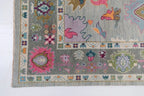 Light Grey Soft New Zealand Wool Area Rug | Traditional Turkish Design | Carpet Craft Decor | Hand Knotted Carpet