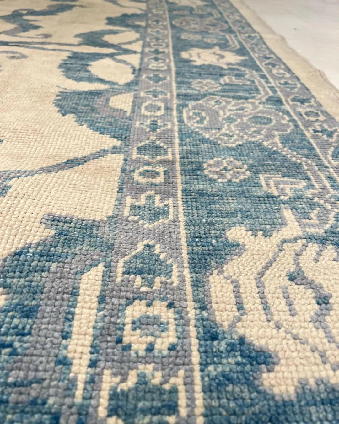 Beige & Teal Premium New Zealand Wool Area Rug | Traditional Turkish Design Carpet Craft Decor, Hand Knotted Carpet