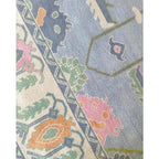 Turkish Oushak Hand-Knotted Wool Rug – Light Blue with Pastel Pink, Green & Ivory Accents – Traditional Floral Design, 8x10 ft