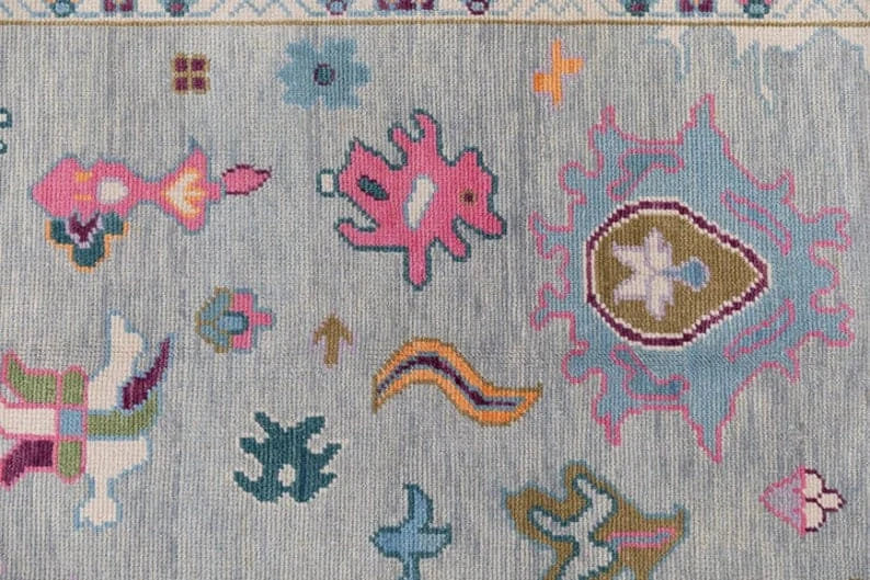 Light Grey Soft New Zealand Wool Area Rug | Traditional Turkish Design | Carpet Craft Decor | Hand Knotted Carpet
