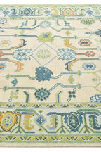 Hand-Knotted Oushak Rug in Pastel Green | Soft Wool Area Rug | Traditional Turkish Design | Carpet Craft Decor | Hand Knotted Carpet