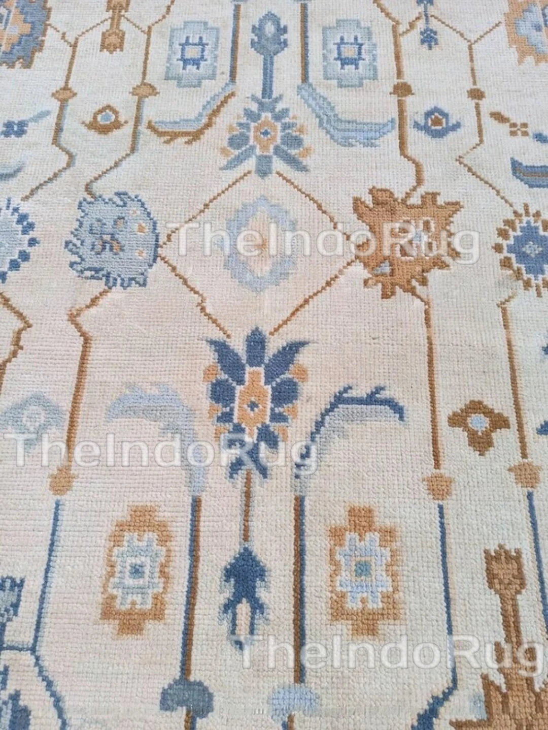 Beige White Soft New Zealand Wool Area Rug | Traditional Turkish Design | Carpet Craft Decor | Hand Knotted Carpet