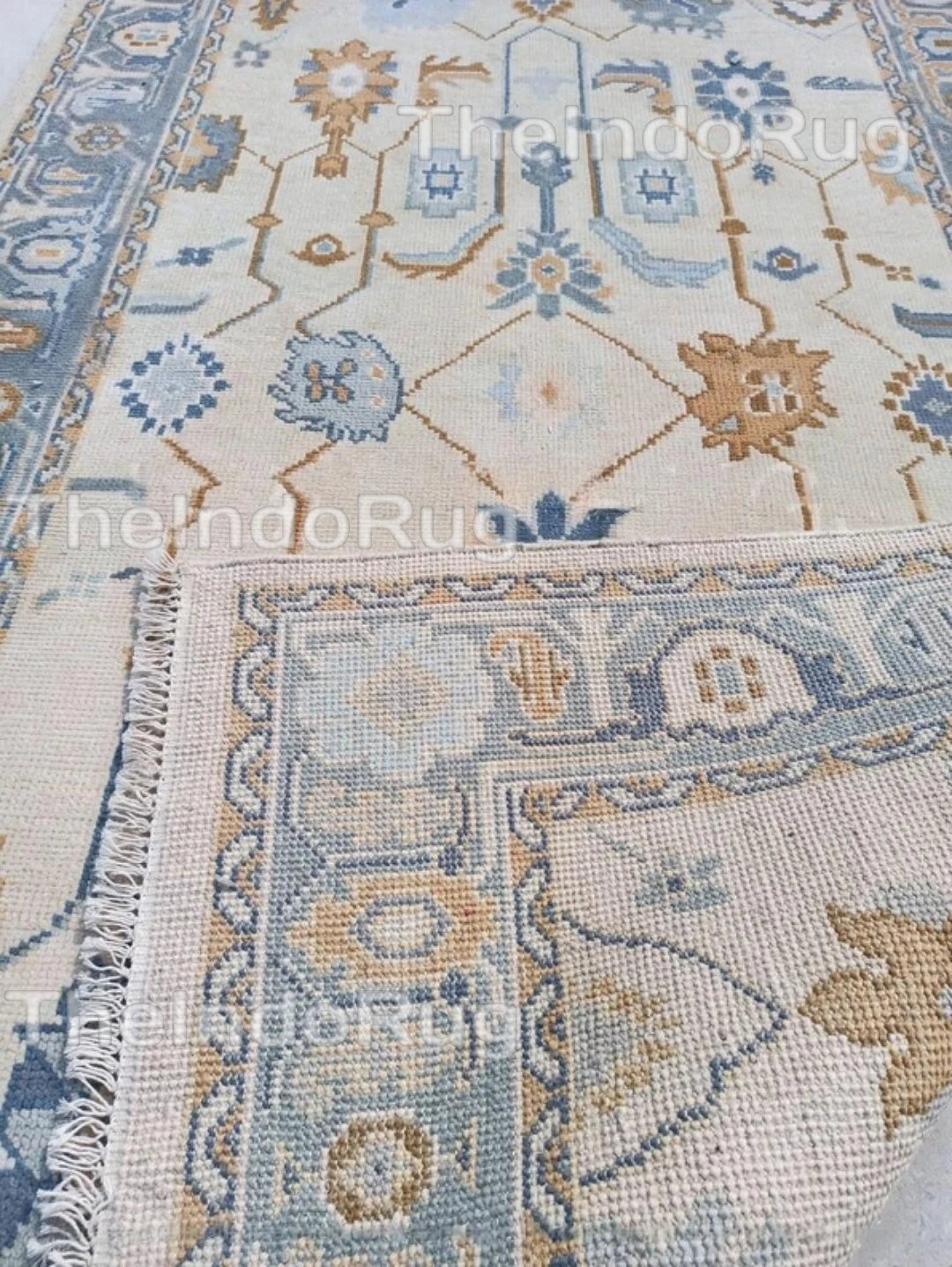 Beige White Soft New Zealand Wool Area Rug | Traditional Turkish Design | Carpet Craft Decor | Hand Knotted Carpet
