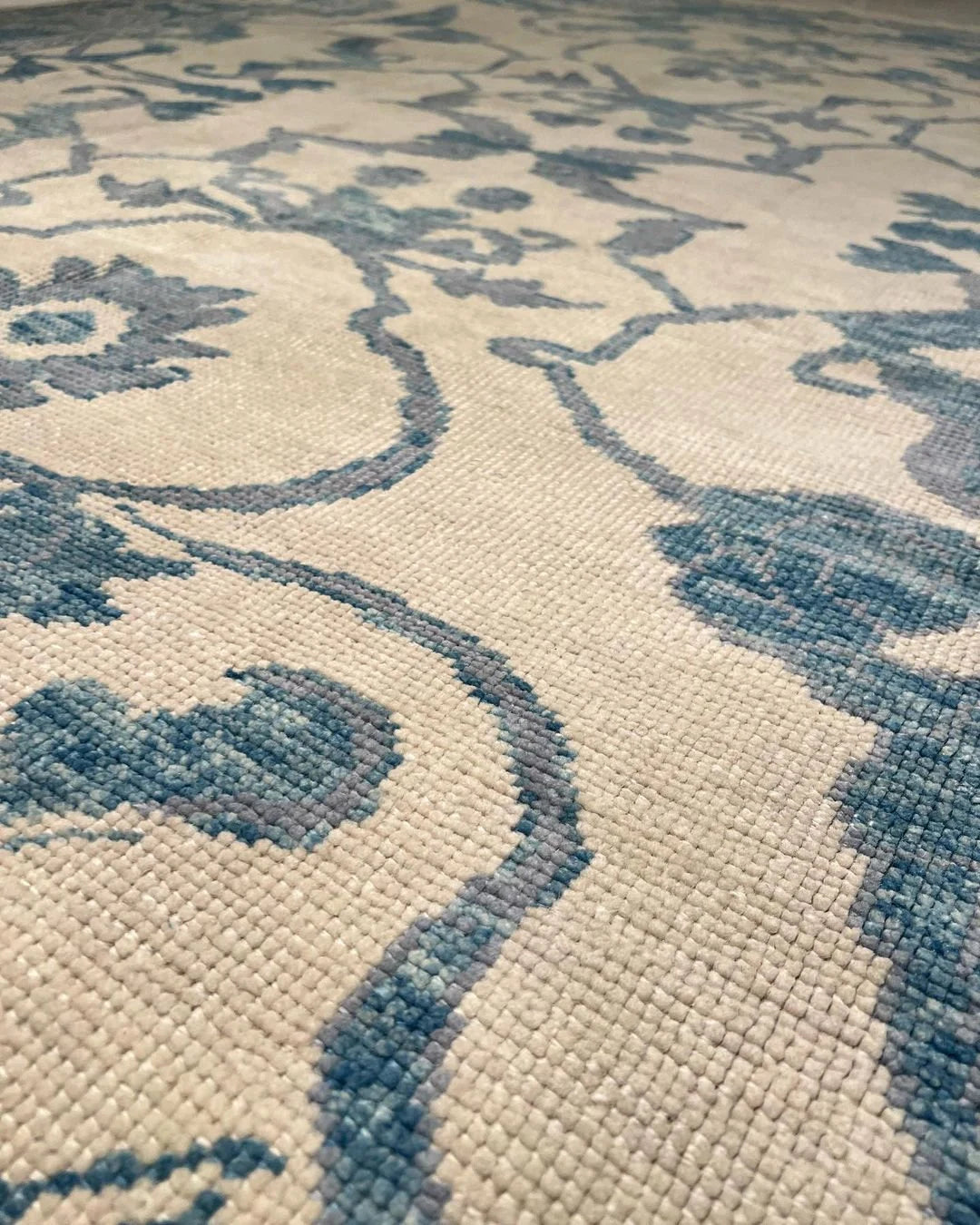 Beige & Teal Premium New Zealand Wool Area Rug | Traditional Turkish Design Carpet Craft Decor, Hand Knotted Carpet