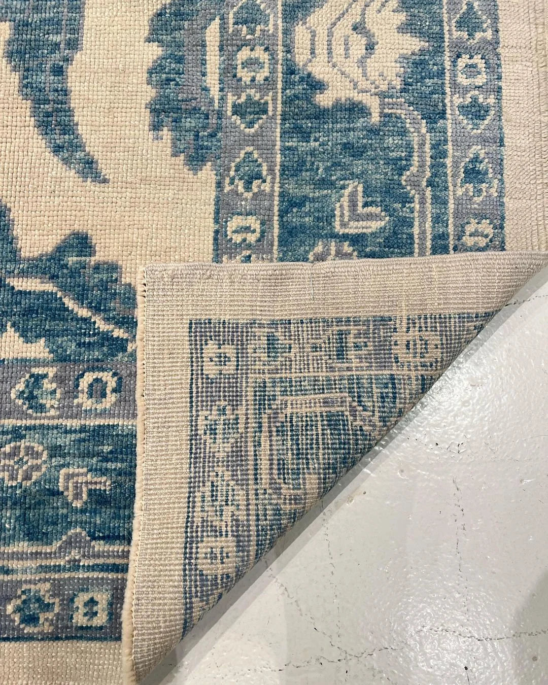 Beige & Teal Premium New Zealand Wool Area Rug | Traditional Turkish Design Carpet Craft Decor, Hand Knotted Carpet