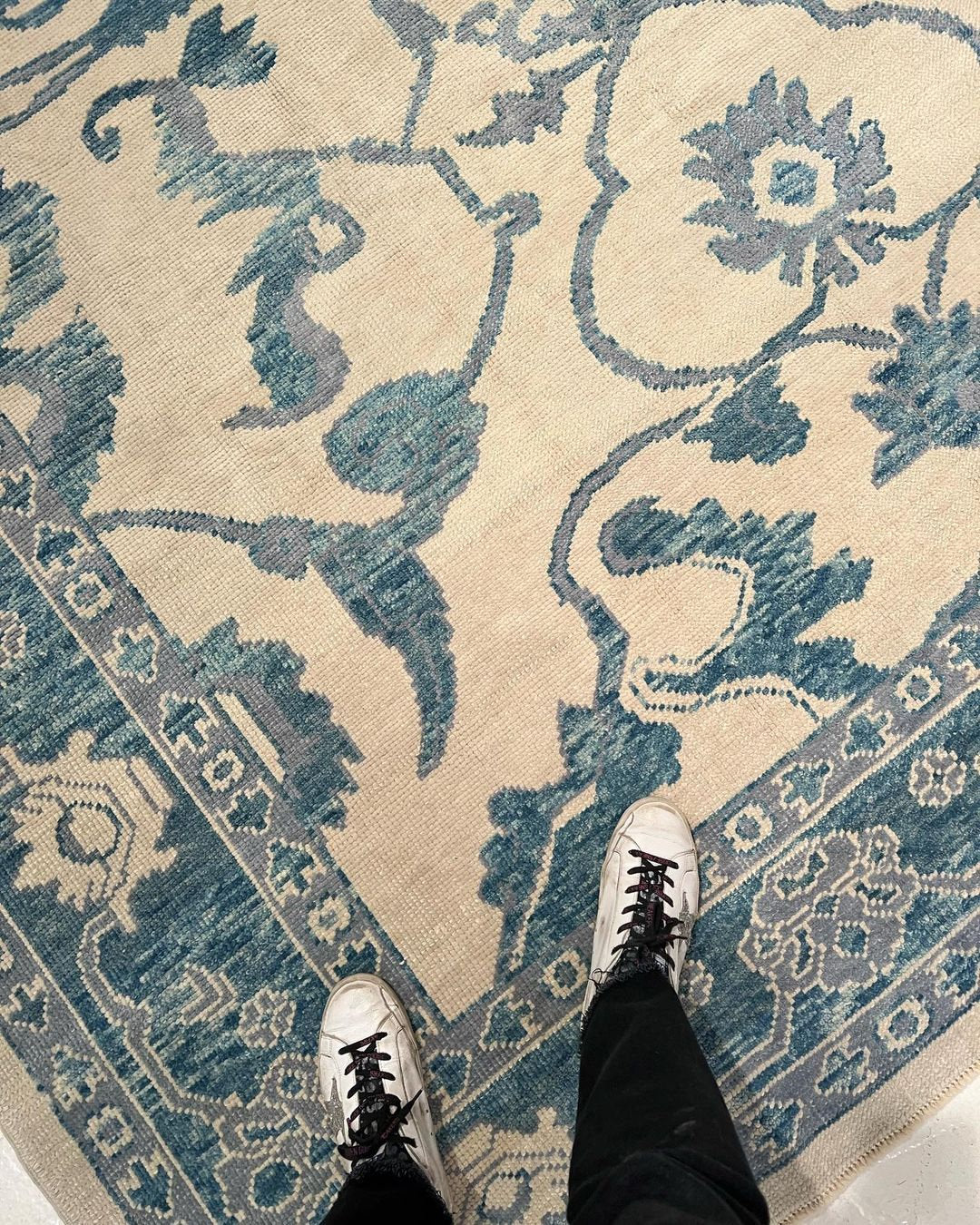 Beige & Teal Premium New Zealand Wool Area Rug | Traditional Turkish Design Carpet Craft Decor, Hand Knotted Carpet