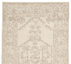 Flatweave Beige Tribal Area Rug – Subtle Geometric Pattern in Monochrome Tones – Lightweight, Low Pile, Modern Boho Style – 6x9 ft