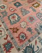 Peach Soft New Zealand Wool Area Rug | Traditional Turkish Design | Carpet Craft Decor | Hand Knotted Carpet