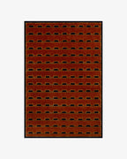 Low Pile Handwoven Wool Flatweave Rug – Terracotta with Black Geometric Design – Modern Southwest Aesthetic, 5x8 ft