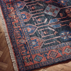 Hand Knotted Red/Blue Area Rug Oushak Rug Turkish Woolen Rug Thick Pile Soft Knotted Rug Large Area Rug 6x9 7x10 8x10 9x12 10x14