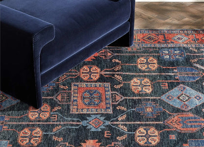Hand Knotted Red/Blue Area Rug Oushak Rug Turkish Woolen Rug Thick Pile Soft Knotted Rug Large Area Rug 6x9 7x10 8x10 9x12 10x14